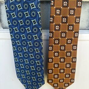 Two For One Price! Blue and Brown Patterned Ties